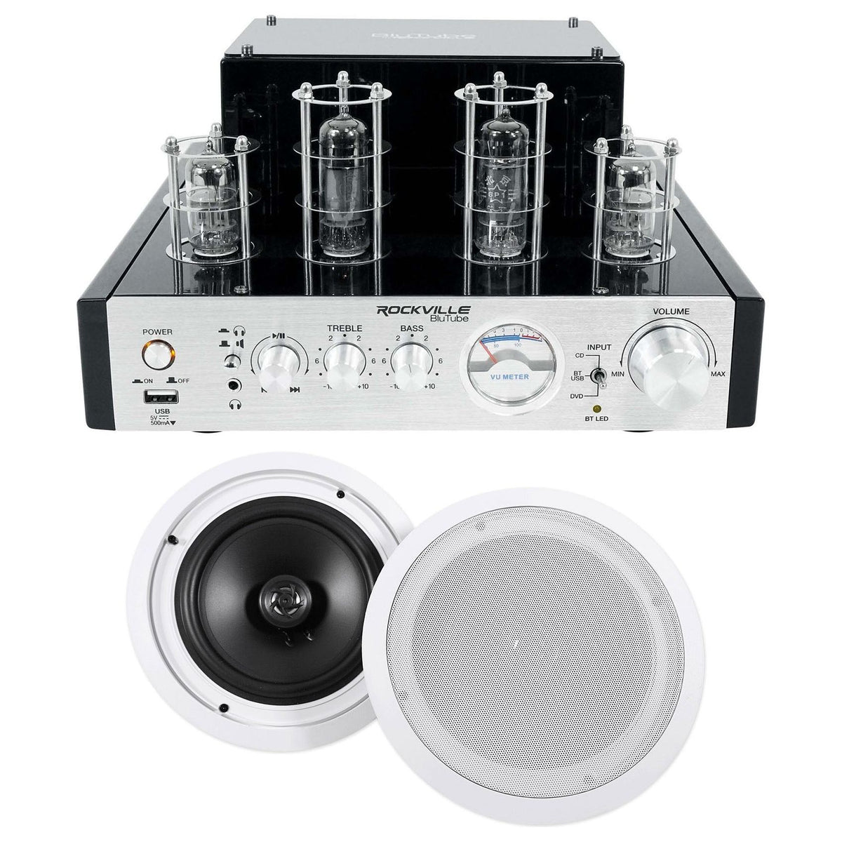 BluTube Tube Amplifier/Home Theater Receiver + (2) 8" Ceiling Speakers