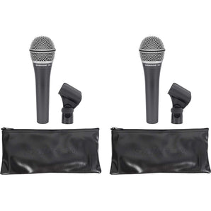 (2) SAMSON Q8x Pro Handheld Vocal Microphones+Carry Bags For DJ/Church/Karaoke