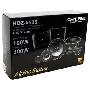 Pair Alpine HDZ-653S 6.5” 300w 3-Way Slim Component Speakers+JBL Partybox+Mic