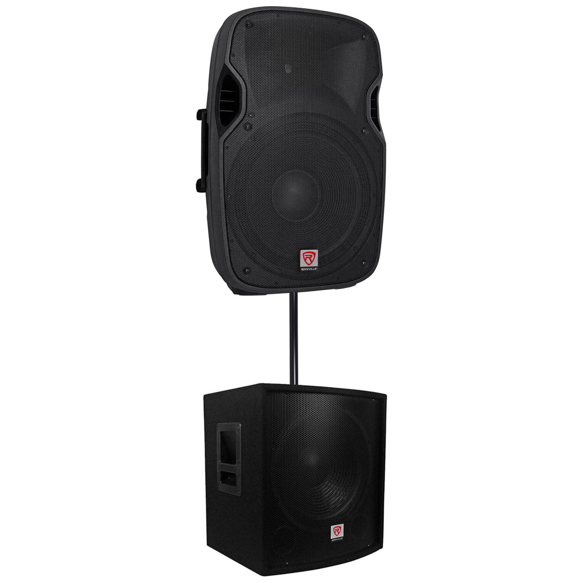 Rockville SPGN158 15" Passive 8-Ohm 1600W DJ PA Speaker+Passive Sub+Pole Mount