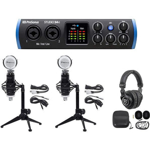 Presonus STUDIO 24C ASMR Recording Streaming Interface+Mics+Stands+Headphones