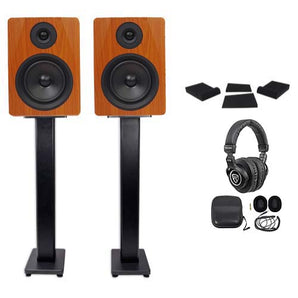 Pair Rockville APM6C 6.5" 350W Powered Studio Monitors+Stands+Pads+Headphones