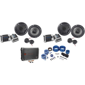 2) Pairs Rockville RV65.2C 6.5" Component Car Speakers+4-Channel Amplifier+Wires