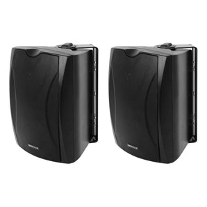 2) Rockville WET-6B 70V 6.5" IPX55 Black Commercial Indoor/Outdoor Wall Speakers