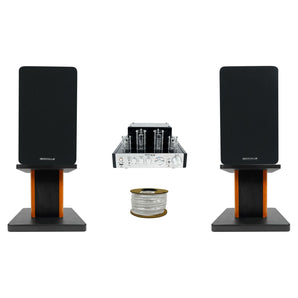 Rockville BluTube Tube Amplifier+5.25" Black Bookshelf Speakers+8" Wood Stands