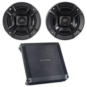 Alpine BBX-T600 300w 2 Channel Car Amplifier Amp+(2) 5.25" Polk Audio Speakers
