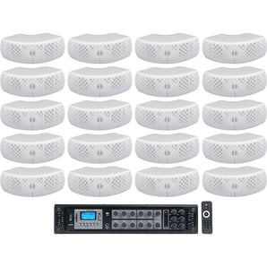 Rockville RCS650-6 650w 6 Zone Commercial Amplifier+(20) White Dual 4" Speakers