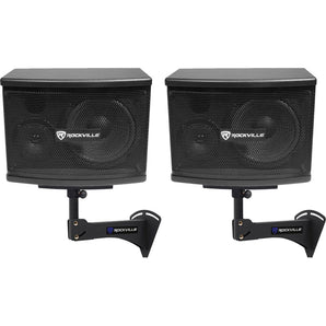 2) Rockville KPS65 6.5" 2-Way 400w Karaoke/Pro Speakers+Adjustable Wall Brackets