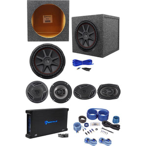 Rockville 6x9"+6.5" Car Speakers+Kicker 12" Subwoofer+5-Channel Amplifier+Wires