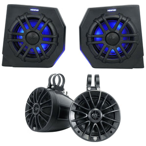 (2) Memphis CANAMDEF65FE 75w RMS Pods+Tower Speakers For 2018+ Can Am Defender
