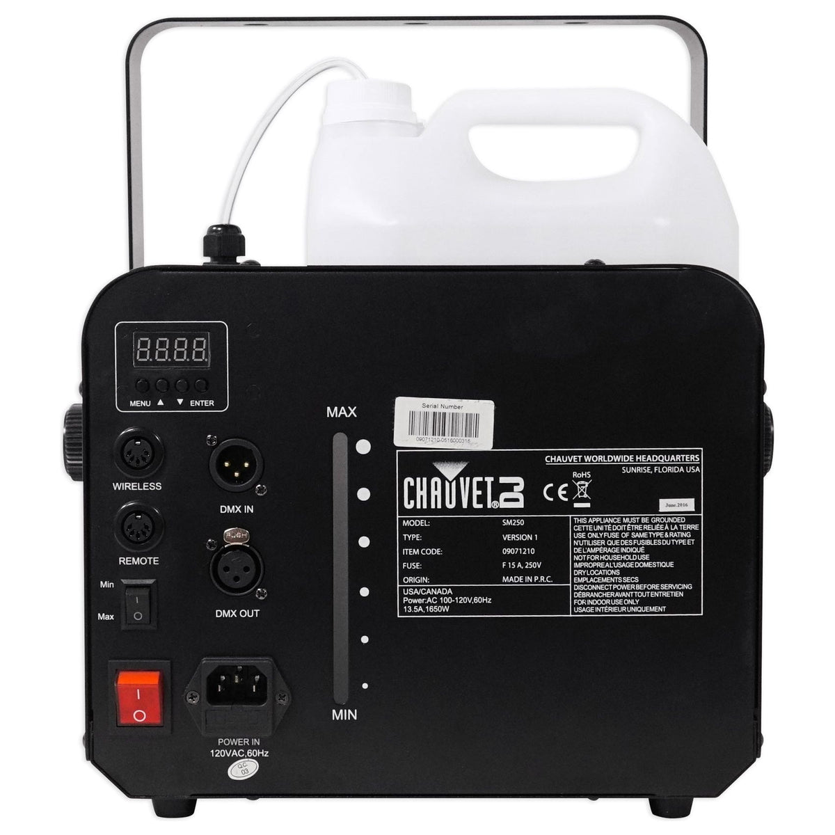 Chauvet DJ SM 250 Portable DMX Snow Machine w/ Wired Timer Remote SM250