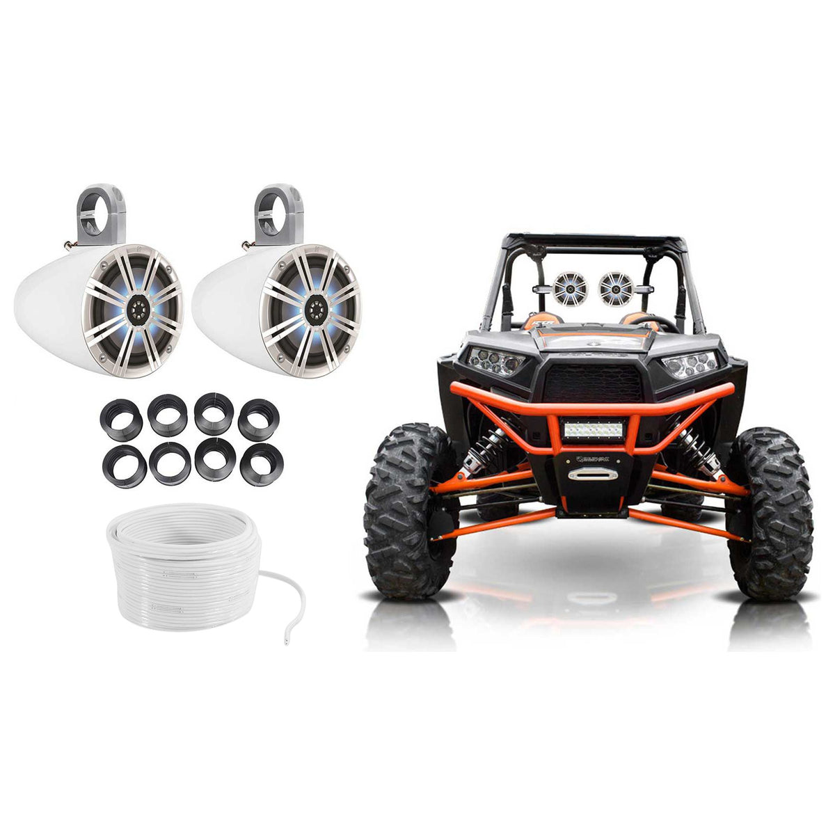 6.5" 390W LED Tower Speakers for Polaris RZR/ATV/UTV/Cart