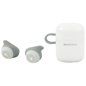 Soundstream H2EQ-WT H2GO IPX6 Wireless Headphones EarBuds+Wireless Charging