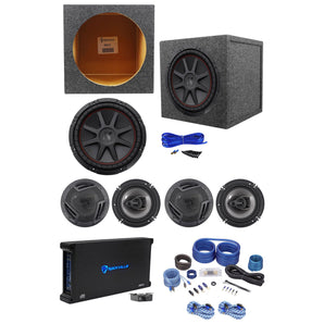 4) Rockville 6.5" Car Speakers+Kicker 12" Subwoofer+5-Channel Amplifier+Wire Kit