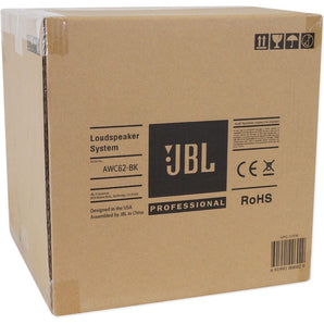 (2) JBL AWC62-BK 6.5" 120 Watt Black Indoor/Outdoor 70V Commercial Speakers+Amp