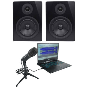 Rockville Z-STREAM USB Computer Microphone Mic+Stand+(2) 5.25" Studio Monitors