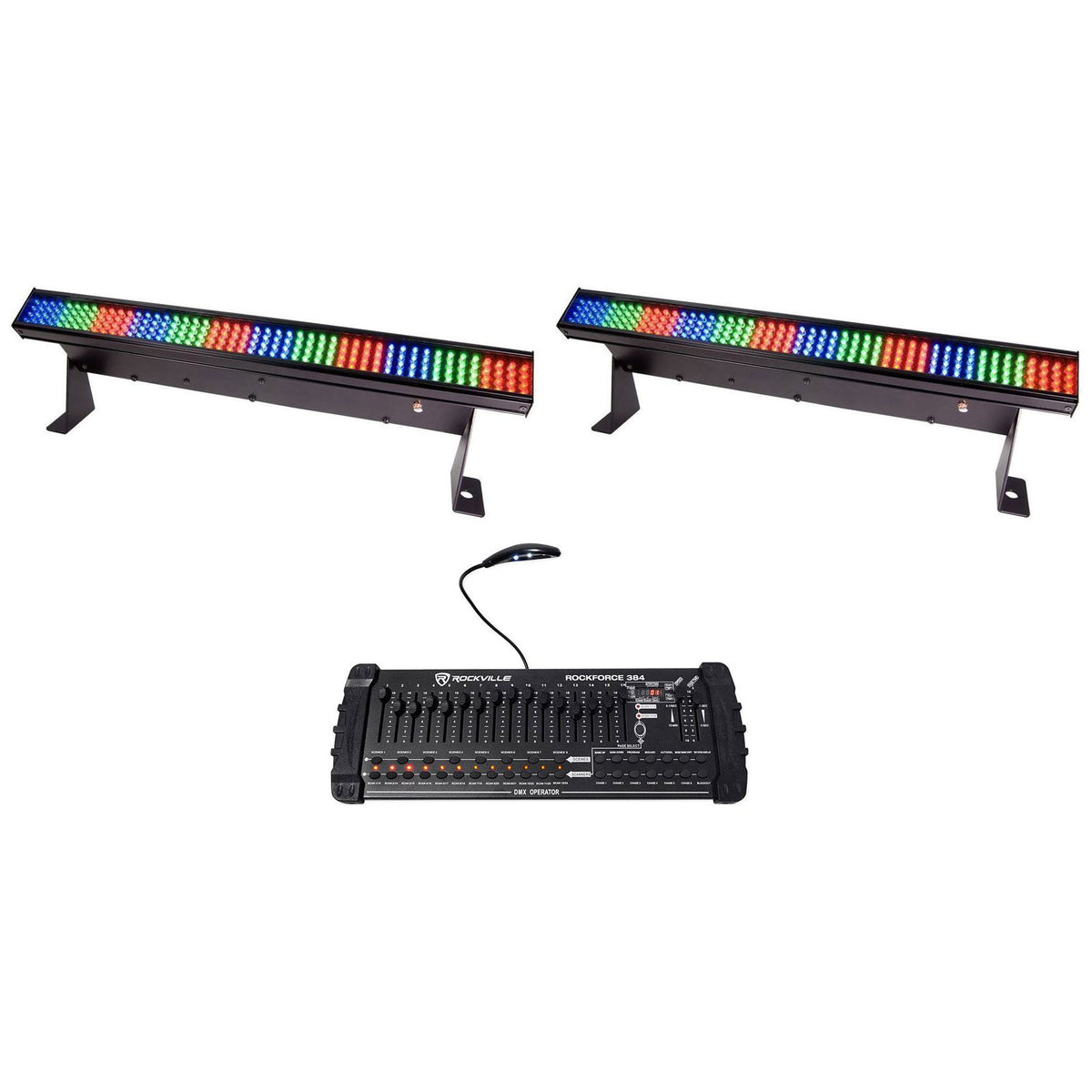 2 COLORSTRIP LED DJ Light Bar Effect Color Strips + 384 Ch DMX Controller