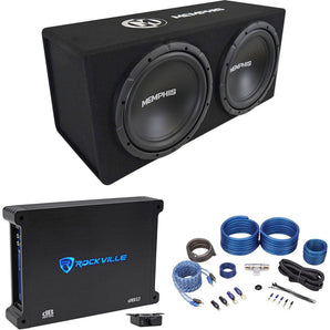 Memphis Audio SRXE212V Dual 12" 1000w SRX Subwooers+Vented Enclosure+Amplifier
