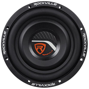 Rockville W8T4-S2 8" Shallow 1000w Slim Car Subwoofer Sub+Mono Amplifier+Wires