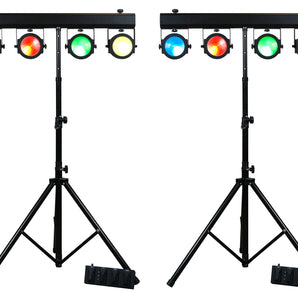(2) American DJ DOTZ TPAR SYS COB LED Par Wash Light Kits w/Stands+Bags+Controls