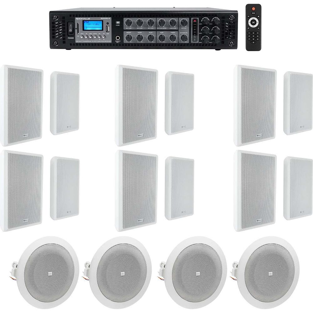 6-Zone Amplifier + (12) White Wall + (2) JBL 8124 4" Ceiling Speakers