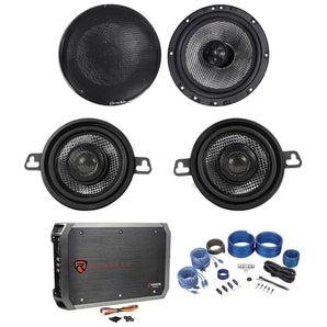 Pair American Bass SQ 6.5"+SQ 3.5" Car Audio Speakers+4-Channel Amplifier+Wires