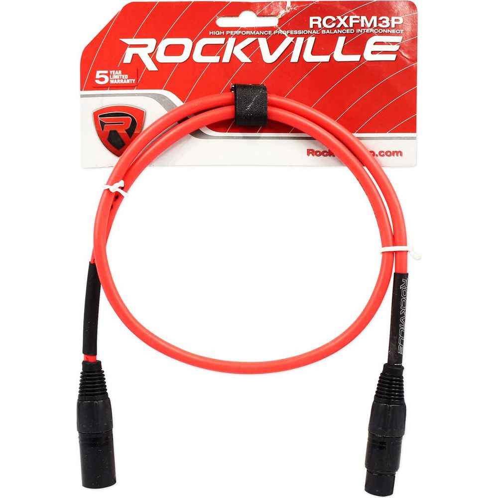 4 3' Female to Male REAN XLR Mic Cable (2 Red and 2 Blue)