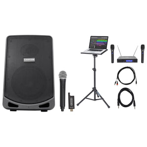 Samson 6" Portable Powered YouTube Karaoke Machine/System+(3) Mics+Laptop Stand