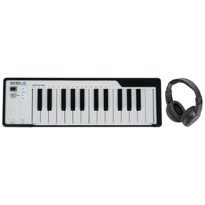 Arturia MicroLab Black USB MIDI 25-Key Keyboard Controller + Samson Headphones