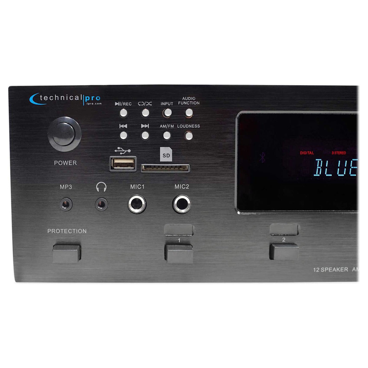 H12X500UBT 6-Zone Receiver + (12) White Slim Wall Speakers For Restaurant/Bar