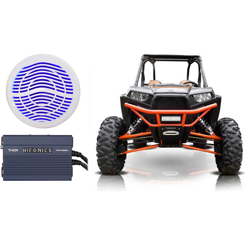 TPS-A500.1 500 Watt Mono Amplifier + 12" Free Air Sub For Polaris RZR/ATV/UTV/Cart