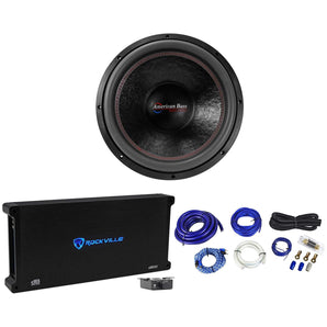 American Bass HD15D1 HD 15" 4000w Competition Car Subwoofer+Mono Amplifier+Wires