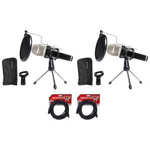 2 Beyerdynamic TG-V50 Podcast Podcasting Microphones w/Stands+Cables+Pop Filters