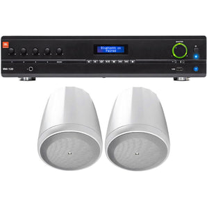 JBL VMA1120 70v 120w Amplifier+(2) White 5.25" Pendant Speakers For Restaurant