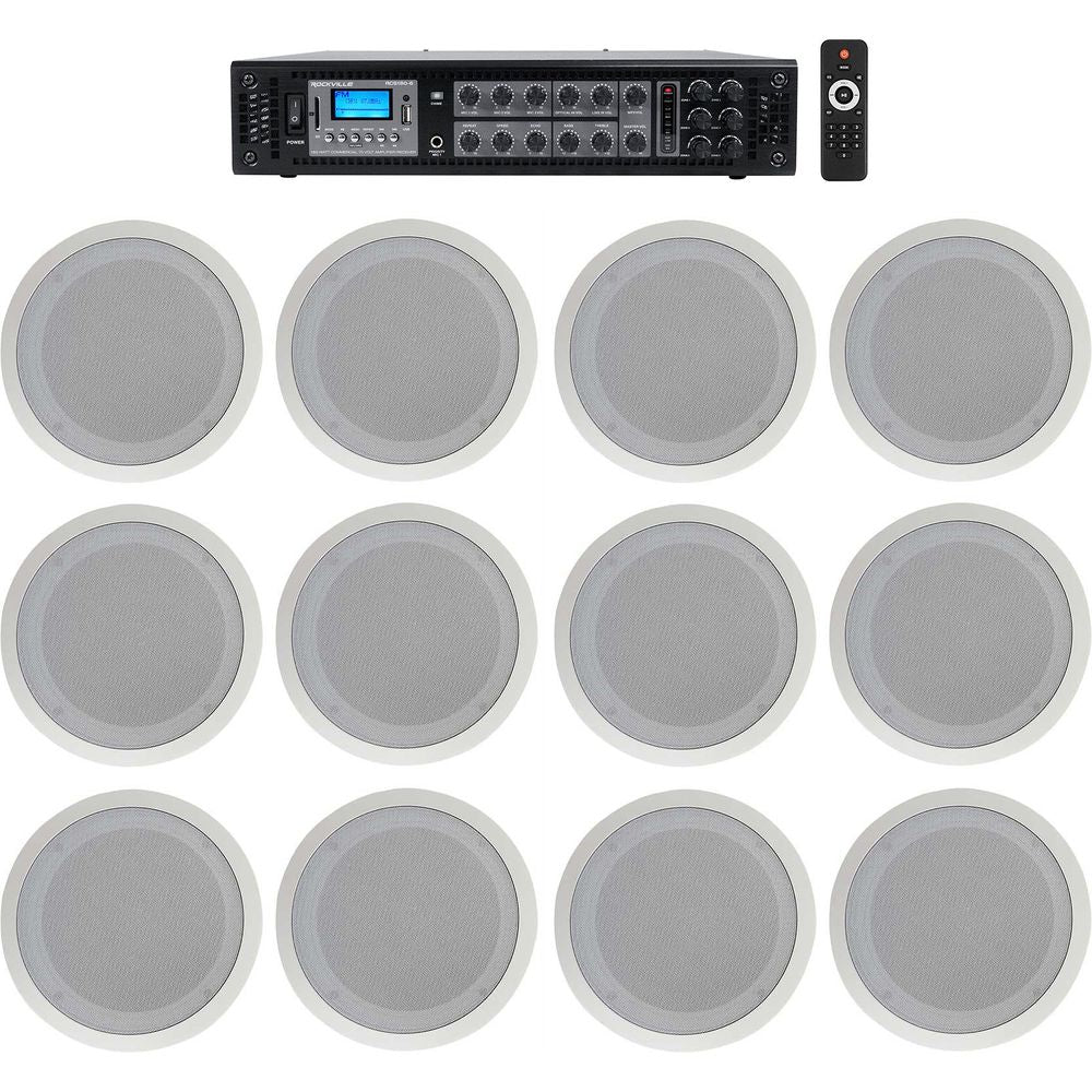 CC80T White 12-Pack + RCS180-6 6-Zone 180W Amp Bundle