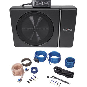 Kenwood KSC-PSW8 8" 250w Slim Under-Seat Powered Car/Truck Subwoofer + Wire Kit