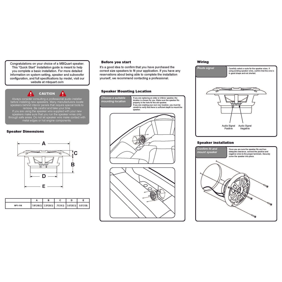 (2) MB QUART NF1-116 6.5" 80 Watt Marine Wakeboard Tower Speakers For Boat