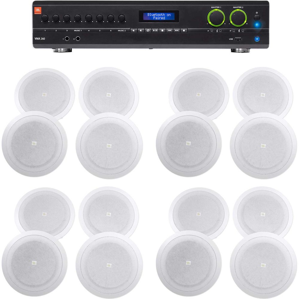 VMA260 8-Input Amplifier + (16) JBL 8128 8" Ceiling Speakers
