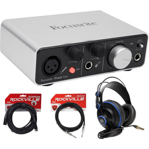 Focusrite ITRACK SOLO LIGHTNING USB Audio Recording Interface+Headphones+Cables