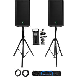 2 Mackie Thrash212 12" 1300W Powered DJ PA Speakers+Stands+Microphone Thrash 212
