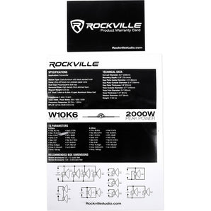 (2) Rockville W10K6D2 V2 10" 4000w Subwoofers+Vented Box+Mono Amplifier+Amp Kit