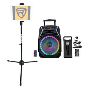 Technical Pro RAINB15 3000w Karaoke Machine System w/Bluetooth/LED+Tablet Stand