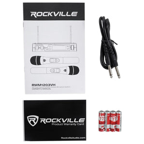 Pair Rockville KPS80 8" Karaoke/Pro Speakers + Bluetooth Amp + Wireless Mics + Rockville R14GSBR100 Red/Blk 14 Gauge 100' Ft. Mini Spool Car Audio Speaker Wire