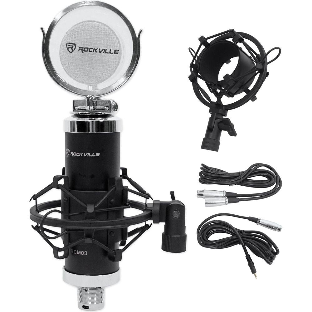 Podcast Bundle with Interface, Two Mics, Two Headphones, Amp and Stands