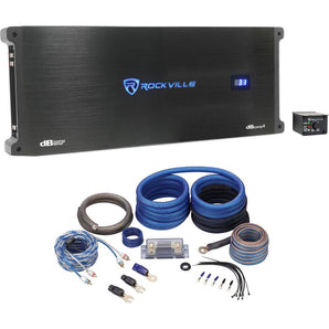 Rockville dBcomp4 Competition Mono Car Audio Amplifier 3000w RMS+Copper Amp Kit