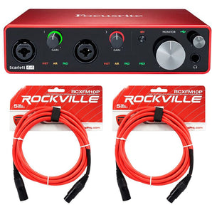 Focusrite SCARLETT 4I4 3rd Gen 192KHz USB Audio Recording Interface and 2 XLR Cables