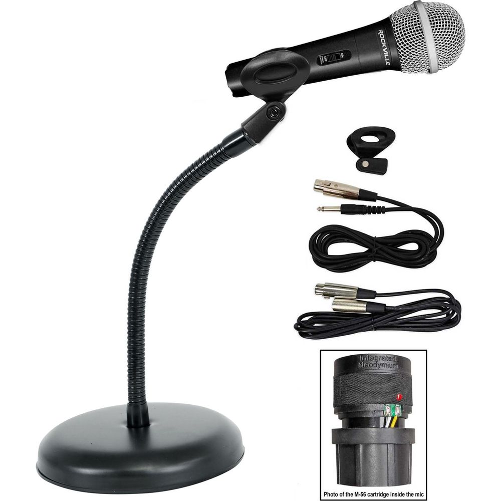 Rockville Pro Mic Kit 1 Karaoke Vocal Microphone + Mic Stand +