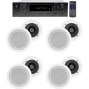 6000w (6) Zone, Home Theater Bluetooth Receiver+(8) 5.25" White Ceiling Speakers