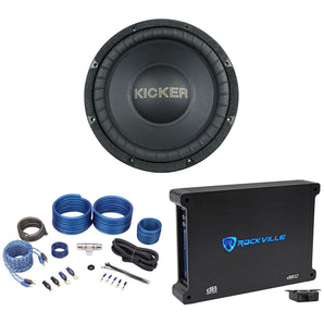 Kicker 50GOLD124 Limited Edition Gold Comp 500w 12" Car Subwoofer+Mono Amplifier
