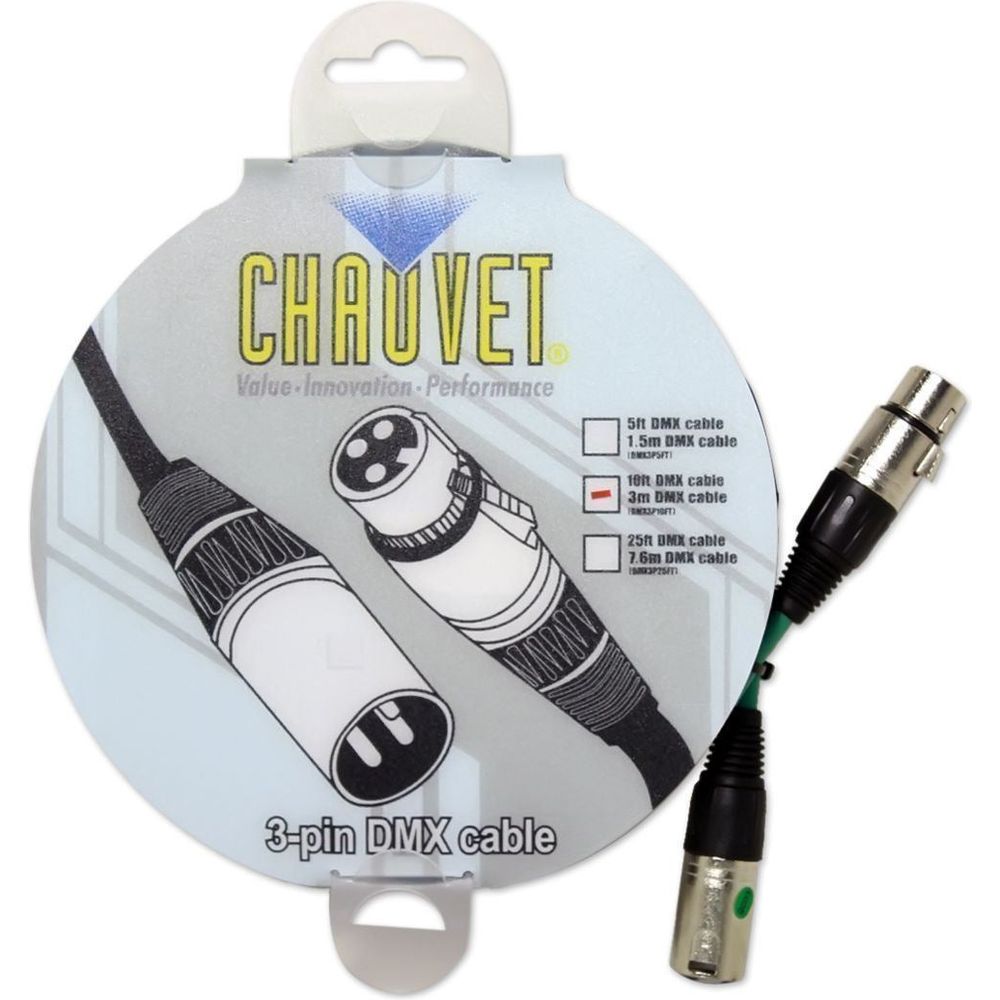 (4) 10 Foot 3-Pin Male to Female DMX Cables